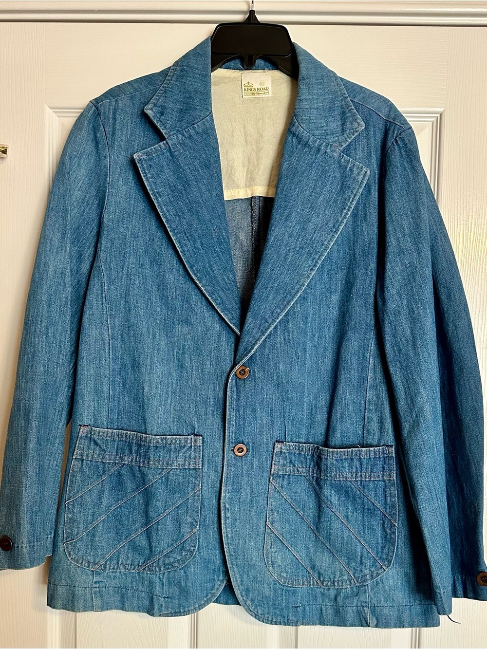 Sears Kings Road Vintage 70’s Blue Denim Sport Coat Casual Blazer